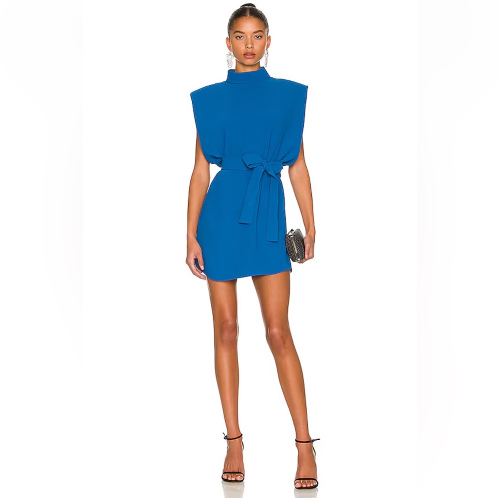 Amanda Uprichard Royal Blue Belted Mini Dress - Picture 2 of 13